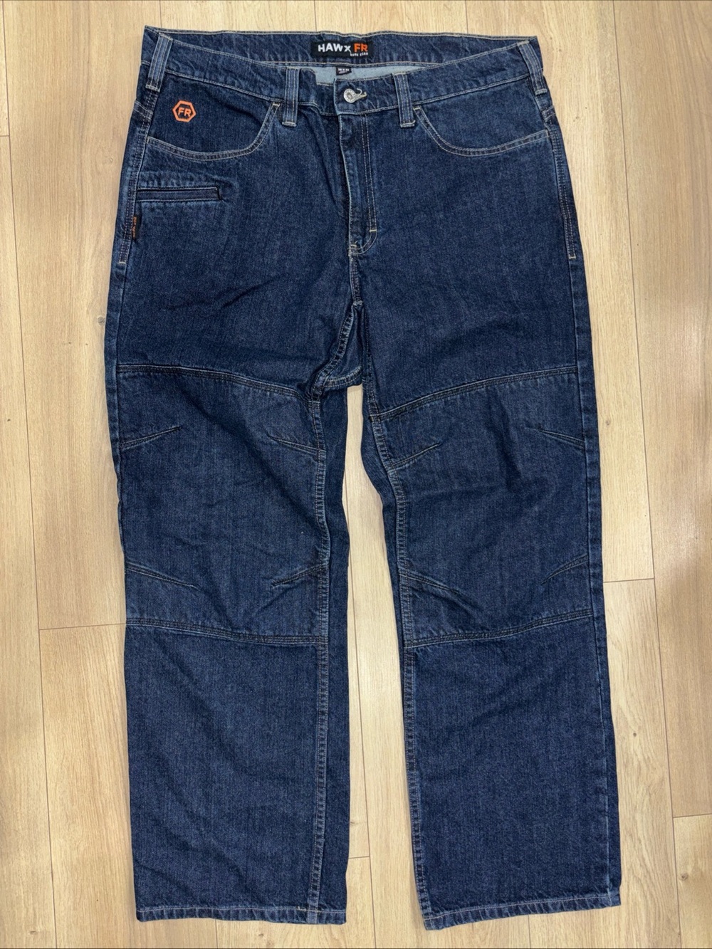 Hawx FR Men’s Blue Work Jeans 36x32 Regular Fit Straight Cut Cat2 NFPA 2112